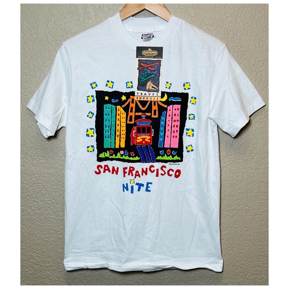 Vintage San Francisco Nite Shirt Women Small Hanes Tee 1992 Cable Car-NWT - Picture 1 of 5